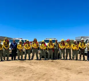 Bomberos de San José del Cabo refuerzan labores contra incendio forestal en La Rumorosa