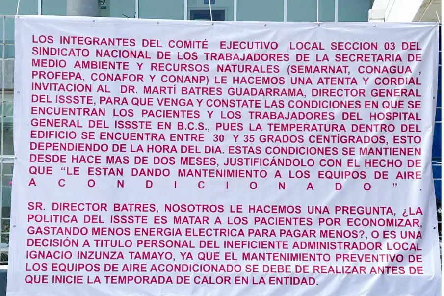 Calor extremo y fallas en el ISSSTE de La Paz ponen en riesgo a pacientes y personal