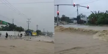Desde la madrugada de este miércoles, el huracán Lorena categoría 1 comenzó a dejar intensas lluvias en Los Cabos y La Paz, donde ya se reportan corridas de arroyos y afectaciones viales.