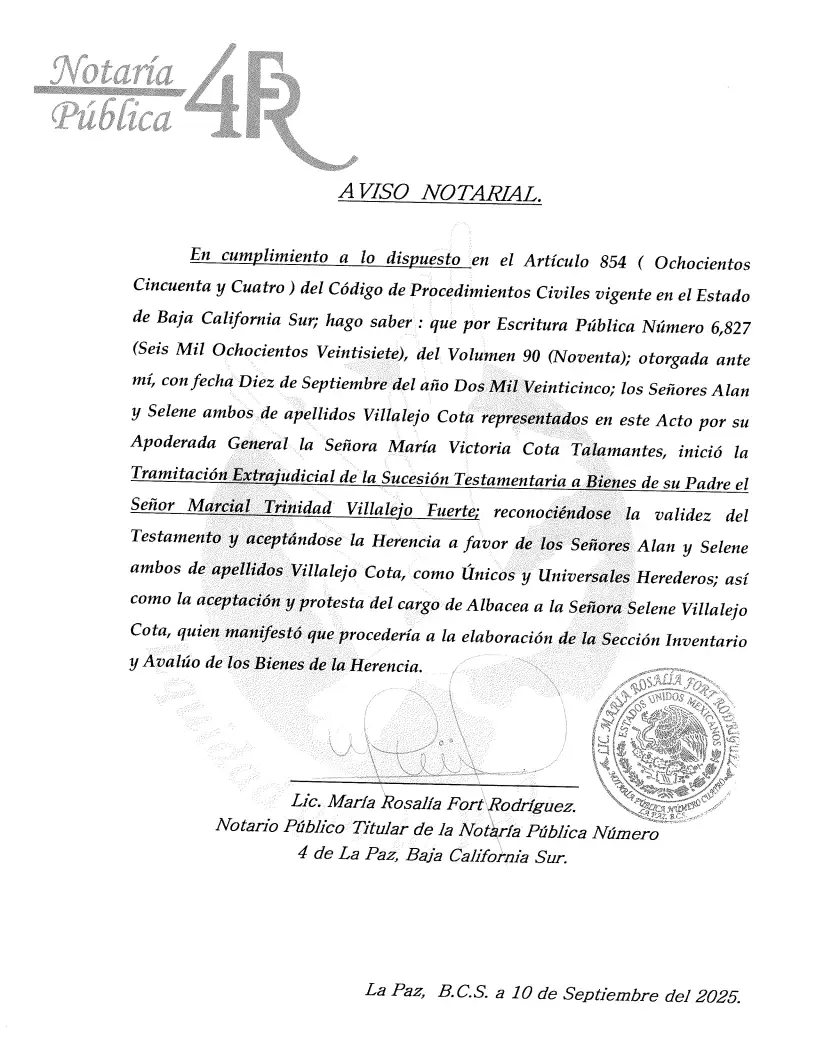 Aviso Notarial 6827