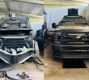 Michoacán, aseguran bodegas de camionetas, blindaje artesanal