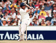 Sachin Tendulkar plays his shot in the first innings of the Third Test between Australia and India at the Sydney Cricket Ground, on Sunday
