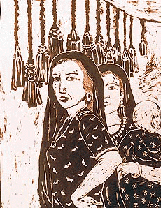 Arresting work by Preeti Sahota on display in her exhibition titled Reflections Recollected at the Indus Ind Bank Art Gallery, Sector 8, on Monday