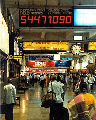 The Bull run continues at the Churchgate station in Mumbai, as the BSE continued its rise after a record run on Thursday.  PTI