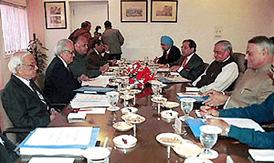 Prime Minister Atal Behari Vajpayee presiding over the first meeting of the reconstituted Economic Advisory Council at his residence in New Delhi on Saturday  PTI