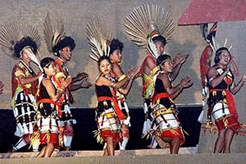 Folk dancers of Nagaland performing at Talkatora stadium at the inaugural ceremony of Republic Day folk dance festival in New Delhi on Tuesday