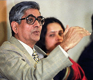 Mr D.R. Mehta , SEBI chief, gestures while replying to a query during a press conference in New Delhi on Tuesday.  AFP