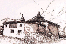 One of the works of Him Chatterjee on display at his exhibition Structural Heritage of Himalayan Tribe at the IndusInd Art Gallery, Sector 8, Chandigarh on Tuesday