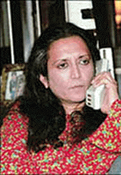 Deepa Mehta at her New Delhi residence on Tuesday. She rushed to the capital to seek the Centre's help to start the shooting of her film "Water" which was stopped following protests by certain organisation in Varanasi