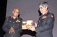 The Army Chief, General V.P. Malik, releasing a coffee-table book, Kargil '99: Blood, Guts and Fire Power, in New Delhi on Wednesday. 
