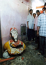 Protestors damaged a Shiv Sena shakha (office) and broke a statue of Shivaji as they went on a rampage protesting desecration of Dr Babasaheb Ambedkar's statue