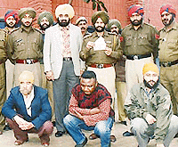 Three persons arrested by the SAS Nagar police in connection with circulation of fake American currency notes on Saturday.