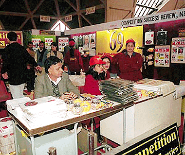 Stalls at the 14th New Delhi World Book Fair at Pragati Maidan in New Delhi on Saturday.  PTI