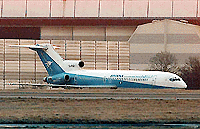 STANSTED : A highjacked Afghani airways plane sits on the tarmac at London's Stansted Airport Monday, after flying from Moscow. The Boeing 727, carrying over 150 passengers, had made three stops across Central Asia and Russia, before flying to England. The hijackers have not been identified. AP/PTI