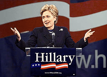 US First Lady Hillary Clinton officially announces her candidacy as Democrat for the US Senate seat at New York State University on Sunday evening