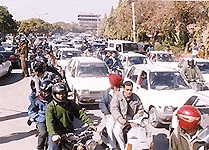 The men-in-khaki burst bubbles of expected love on the Panjab University campus in Chandigarh on Valentine's Day on Monday.  Tribune photo by Manoj Mahajan