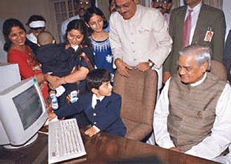 Three year old Ajay Puri, the computer wizkid along with his family meets the Prime Minister Atal Behari Vajpayee  in New Delhi on Tuesday