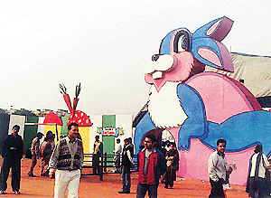 A giant rabbit forms the gateway to Karsun's Kids Karnival which opens at Parade Ground, Chandigarh on Thursday.