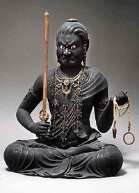 This statue of "Fudo Myoo," from Japan's Kamakura period (1185-1333), is part of the exhibit "Masterpieces of the Mary Briggs Burke Collection," opening at New York's Metropolitan Museum of Art Tuesday