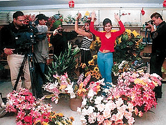 Delhi models twirl around the floor of a Sector 9 departmental store during the shooting of UK-based singer Balwinder Safris music video on Thursday.  A Tribune photograph