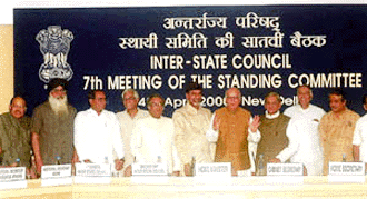 Union Home Minister L.K. Advani with his Cabinet colleagues and Chief Ministers at the seventh meeting of the standing committee of Inter-State Council in New Delhi on Tuesday