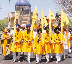 A procession, part of the year-long celebrations to commemorate 300 years of the Khalsa, which is to end on Baisakhi. Organised by the Akali Dal (Badal) Delhi unit, the procession started from Damdama Gurdwara in the Capital on Sunday