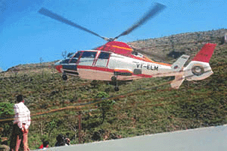 Helicopter service between Jammu and the Vaishno Devi shrine which was inaugurated by Minister of State for Civil Aviation Chaman Lal Gupta at Katra on Sunday