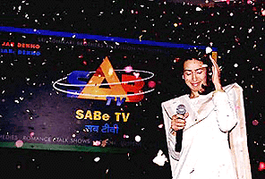 Bollywood actress Karishma Kapoor at the launching of a television network in New Delhi on Sunday night.  PTI photo