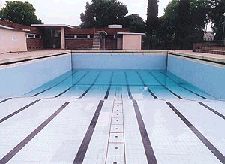 The partially-filled swimming pool in Sector 23 of Cha digarh which will be ready for members on April 27