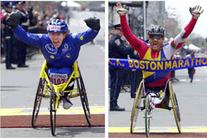 Jean Driscoll of Champaign (left) and Franz Nietlispach