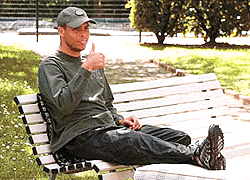 Brazilian Inter Milan striker Ronaldo makes a thumb-up gesture during a Press Conference in Milan on Saturday. Ronaldo arrived in Milan on Friday after undergoing an operation on his injured knee at the Paris Salpetriere Hospital