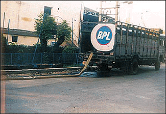 A water tanker supplies water to an industrial unit in the industrial town of Parwanoo