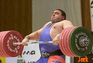 Armenian Ashot Danelyan lifts 252.5 kg. in the clean and jerk over 105 kg. category during the 79th Men's European Weightlifting Championship 