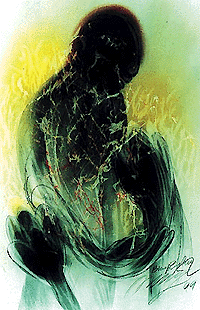 Nature and man: A painting by Bhip Singh Gulia