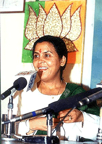 Former Union Minister and Member of Parliament from Bhopal addressing newsmen at BJP State Office in Bhopal on Saturday