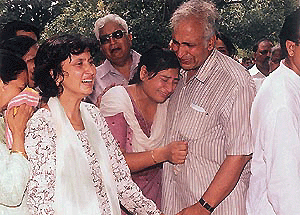 Grieving relatives in Chandigarh find it hard to come to terms with the loss of their near and dear ones who died in the Ropar bus mishap on Sunday. � Tribune photo by Manoj Mahajan