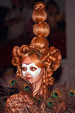    TASHKENT : A model shows a Rococo style hairdo at an annual show of Uzbek hair stylists in Tashkent, on Sunday. AP/PTI