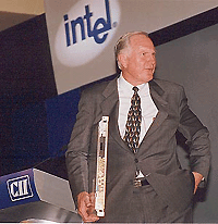 The President and CEO of Intel Corporation Dr. Craig R. Barrett addressing member of the CII in New Delhi on Thursday. Photograph: Sondeep shankar