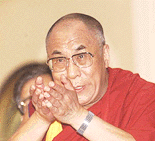 Tibetan spritual leader Dalai Lama at the Symbiousis Institute of Management Studies National Seminar 2000 in New Delhi on Thursday
