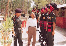 Lieut-Col B.L. Khanna (retd) inspecting a guard of honour.