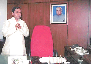 Braj Kishore Tripathy Minister of State for Steel (independent charge) assumes charge at his office in New Delhi on Monday