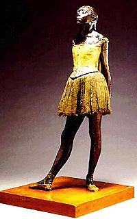 This sculpture by Edgar Degas, Petite Danseuse de Quatorze Ans, a magical bronze of a young ballet dancer, estimated to be worth between US $ 10,000,000 to 13, 500,000, is to be seen for the first time on the London auction market, when it goes under the hammer at Sotheby's in London on June 27, 2000. Sotheby's announced plans for one of the strongest sales of Impressionist and Modern Art seen in recent years in London, on Tuesday. 
