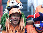 Dutch supporters chat prior of a Group D match of the EURO 2000 soccer championships in the ArenA Stadium between Netherland and Czech Republic in Amsterdam on Sunday