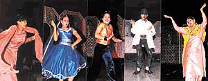 Participants at the 'Disco Deewani-2000', a western filmi and folk dance competition, at Tagore Theatre on Sunday 
