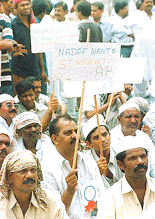 National conference of All India Jamaitul Mansoor demanding reservations during a rally in New Delhi on Monday