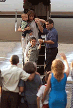 Relatives welcome Elian Gonzalez as he arrives to Havana.