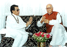 Union Home Minister L.K. Advani in a meeting with Shiv Sena Chief Balasaheb Thackarey in Mumbai on Thursday