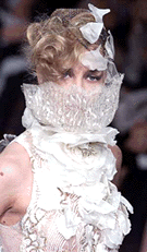 A model presents this creation as part of the Fall-Winter 2000-2001 Haute Couture fashion collection designed by Italian born designer Emanuel Ungaro in Paris on Monday