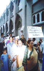 Christians march against the Sangh Parivar's alleged hidden agenda against minorities, in Calcutta on Saturday
