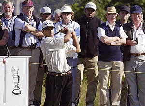 Jyoti Randhawa of India tees off on 20 July 2000, on day one of the British Open qualifying round at St Andrews, Scotland. Randhawa carded a 1 over par 73
